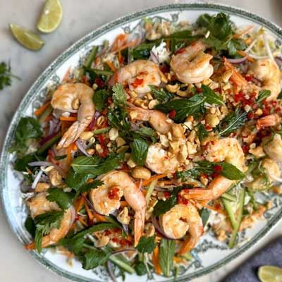Wild Prawn and Cashew Rice Noodle Salad - Recipe by Courtney Roulston