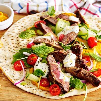 Middle Eastern Beef and Hummus Wraps