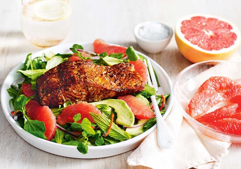 Blackened Salmon and Grapefruit Salad