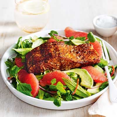 Blackened Salmon and Grapefruit Salad