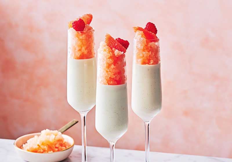 Yoghurt Panna Cotta and Grapefruit Granita