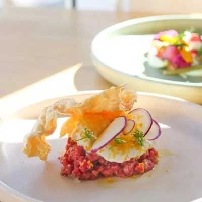 Raw Beef, Preserved Lime, Driftwood Mousse, Cured Yolk and Potato Cracker - Chef Recipe by Jack Powlay