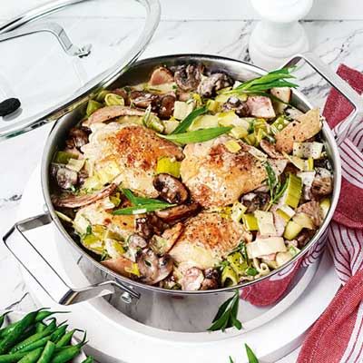 French-style Braised Chicken, Leek and Mushroom