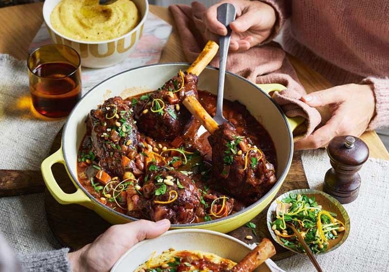 Slow-cooked Red Wine Lamb Shanks