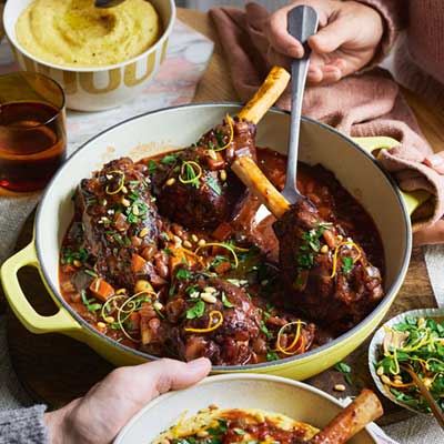 Slow-cooked Red Wine Lamb Shanks