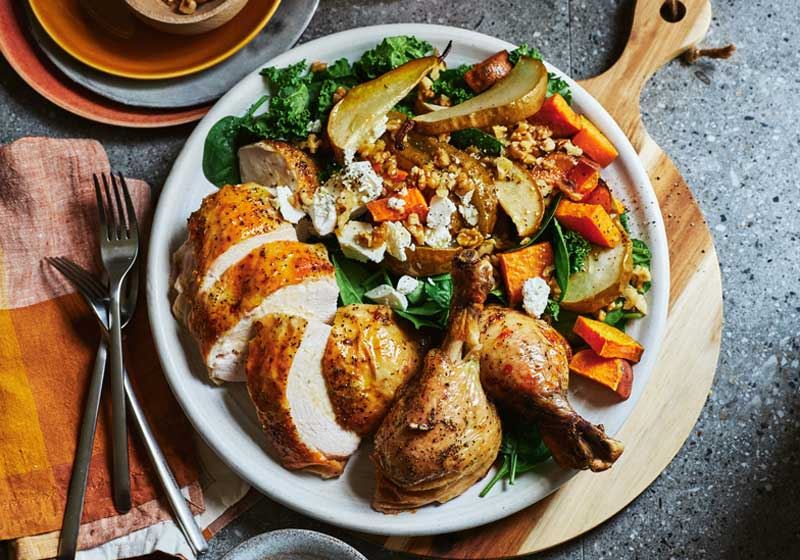 Roast Chicken, Kale, Pear and Sweet Potato Salad