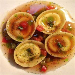 Ricotta Tortellini, Tomato, Eggplant Fritto and Tomato Water - Chef Recipe by Rey Ambas