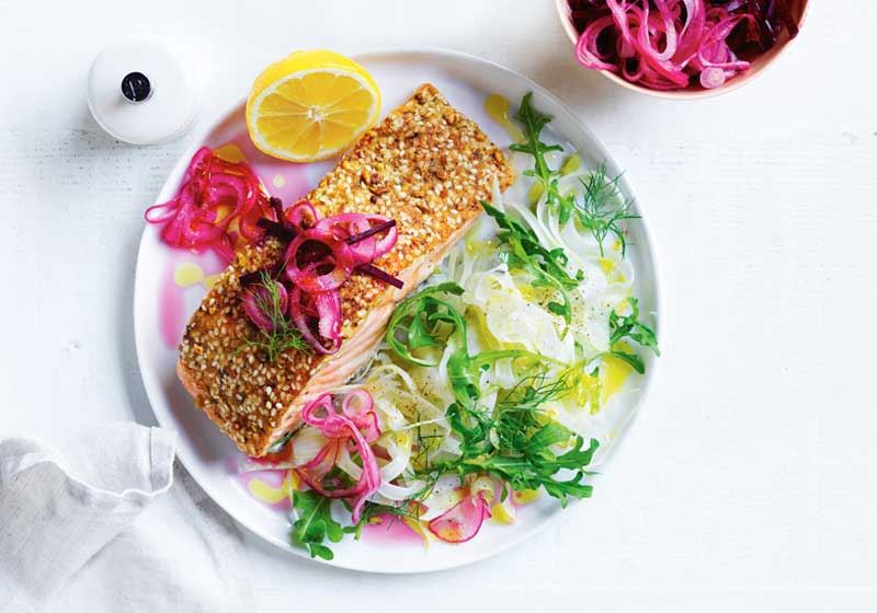 Dukkah Salmon with Pickled Beetroot