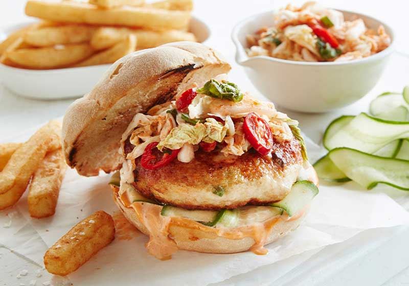 Korean Chicken Kimchi Burgers