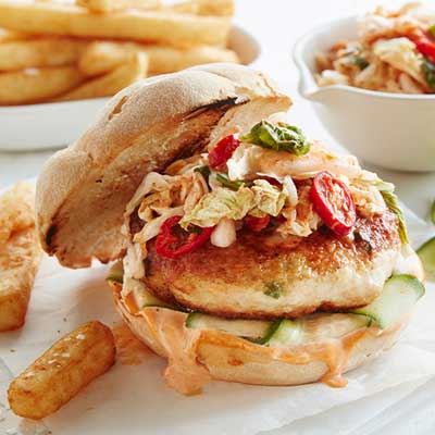 Korean Chicken Kimchi Burgers