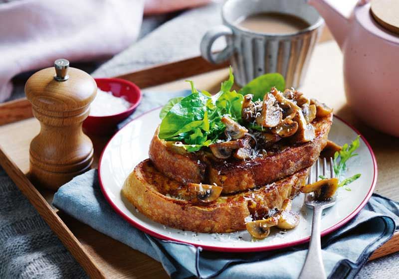 Parmesan French Toast with Garlic Butter Mushrooms