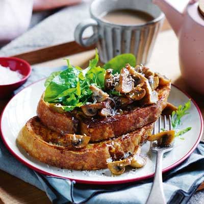 Parmesan French Toast with Garlic Butter Mushrooms
