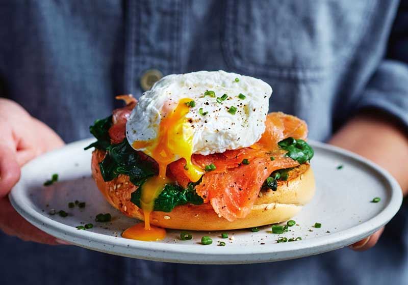 Poached Egg and Smoked Salmon Bagels