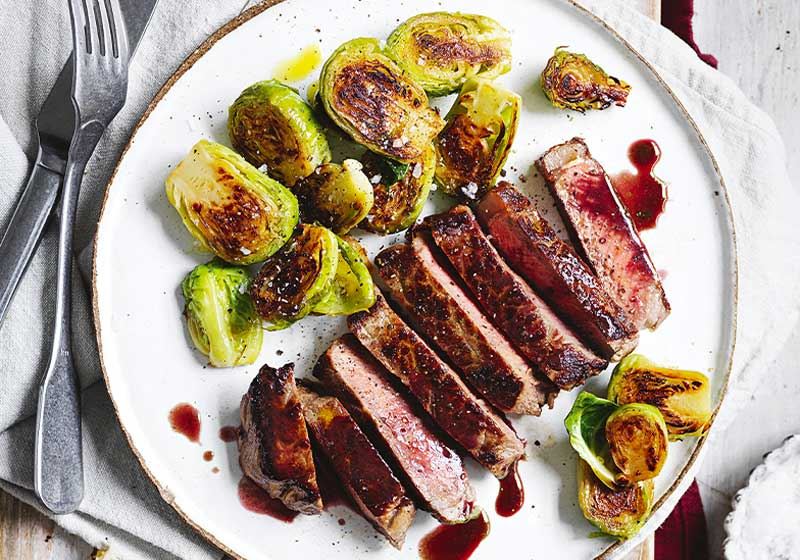 Porterhouse Steak and Butter-braised Brussels Sprouts