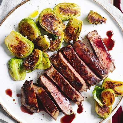 Porterhouse Steak and Butter-braised Brussels Sprouts