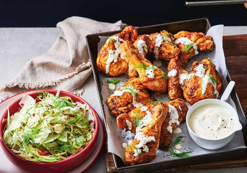 Baked Spiced Chicken and Brussels Sprout Slaw