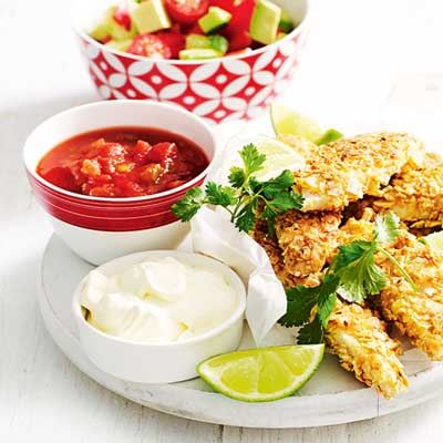 Tortilla Crumbed Chicken with Tomato Salsa