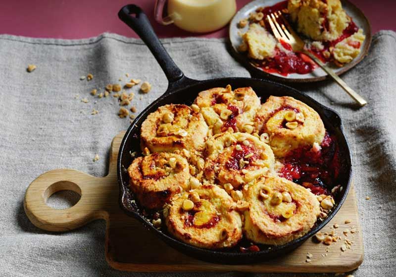 Jammy Rhubarb Roly Poly Pudding