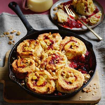 Jammy Rhubarb Roly Poly Pudding