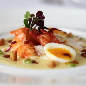Roasted Manjimup Marron, Vichyssoise Quail Egg & Garlic Croutons
