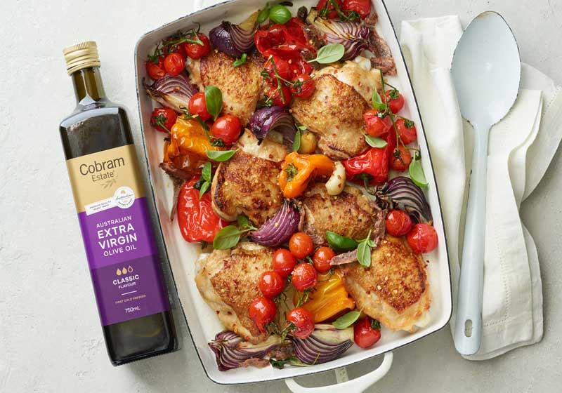 Mediterranean Chicken Tray Bake from Cobram Estate