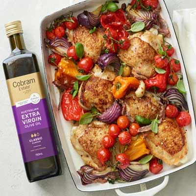 Mediterranean Chicken Tray Bake from Cobram Estate
