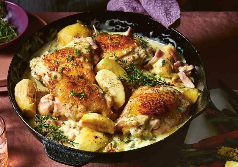 French-style Apple and Chicken Skillet Bake