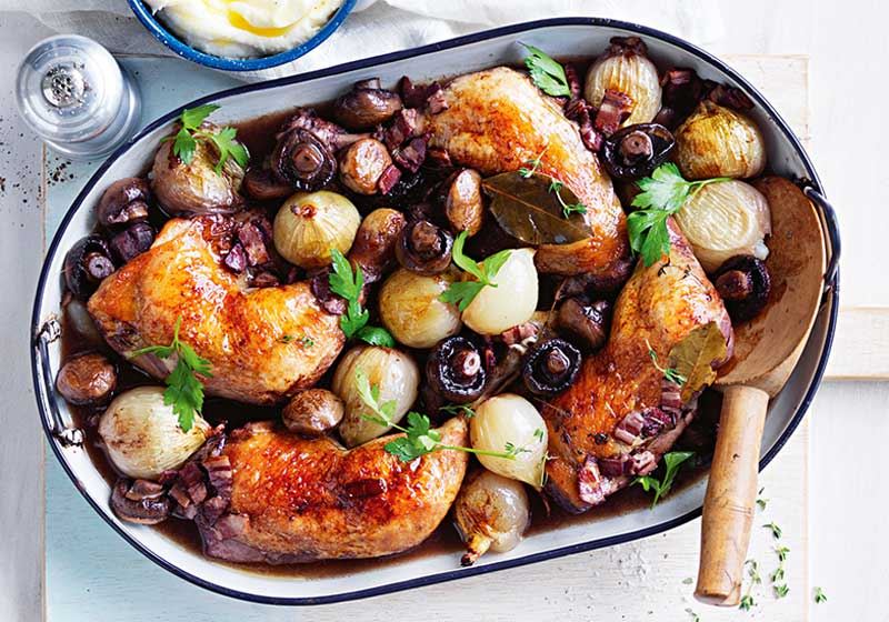 Slow-roasted Coq au Vin with Sour Cream Mash