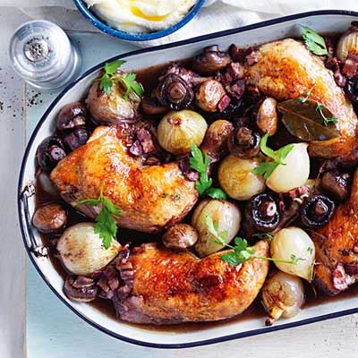 Slow-roasted Coq au Vin with Sour Cream Mash
