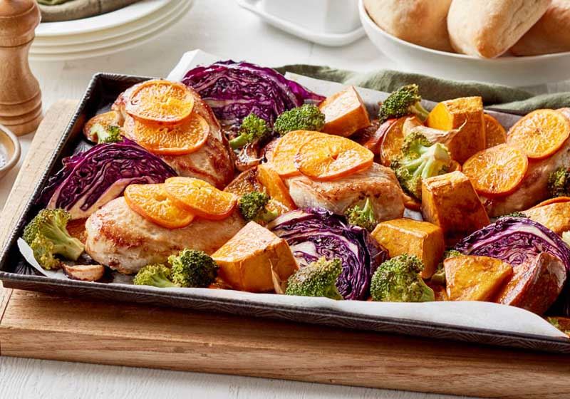 Winter Chicken and Mandarin Tray Bake