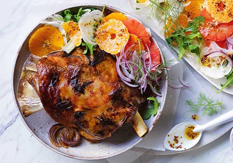 Orange and Rosemary Roast Lamb with Mandarin Citrus Salad