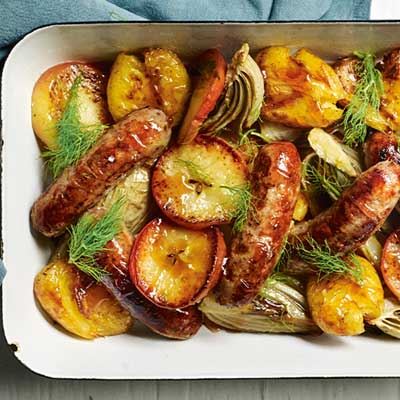 Sausage, Fennel and Apple Tray Bake