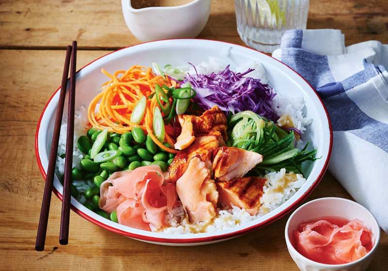 Teriyaki Salmon Poke Bowls