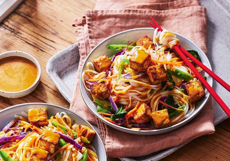 Satay Tofu Rice Noodle Bowl