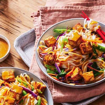 Satay Tofu Rice Noodle Bowl