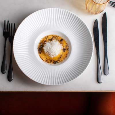 Cacio e Pepe Ravioli with Soft Egg Yolk and White Truffle Butter - Chef Recipe by Rizzo Alba