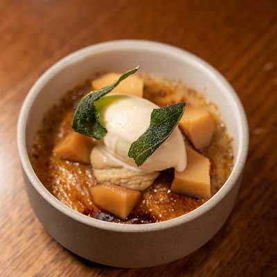 Koshihikari Rice Pudding, Earl Grey Custard and Poached Quince - Chef Recipe by Jordan Garcia