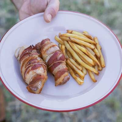 Bacon-wrapped Chicken and Chips - Recipe by Outback Tom and Grandad
