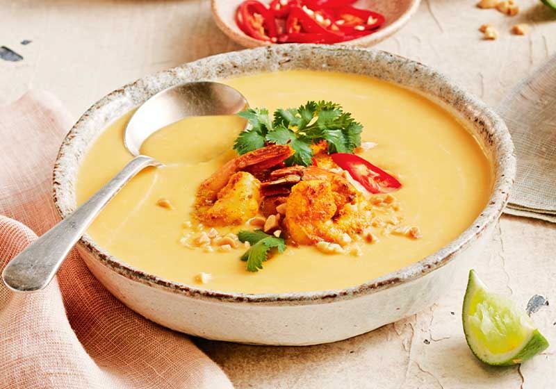Thai Pumpkin Soup with Prawns