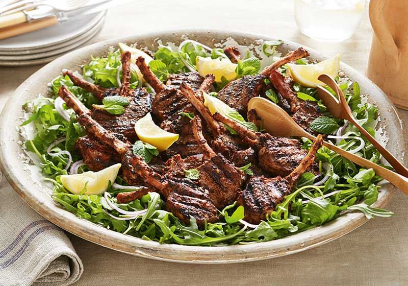 Spiced Lamb Cutlets with Mint and Rocket