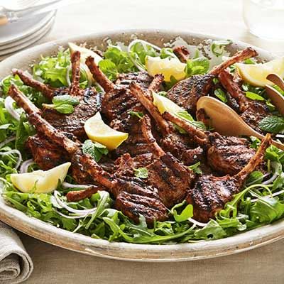 Spiced Lamb Cutlets with Mint and Rocket