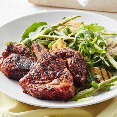 Paprika Spiced Lamb, Grilled Pineapple and Asparagus Salad