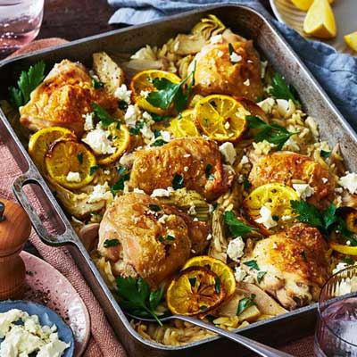 Lemon Chicken and Artichoke Risoni Bake