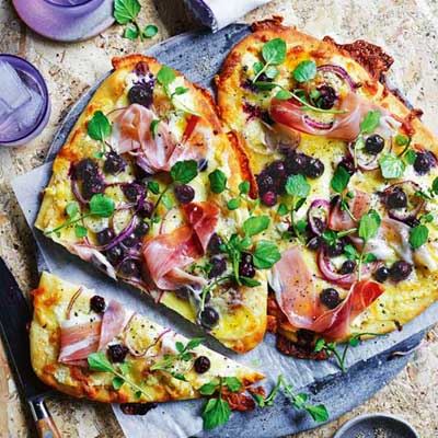 Blueberry and Prosciutto Pizza