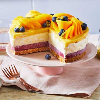 Blueberry and Mango Meringue Ice Cream Cake