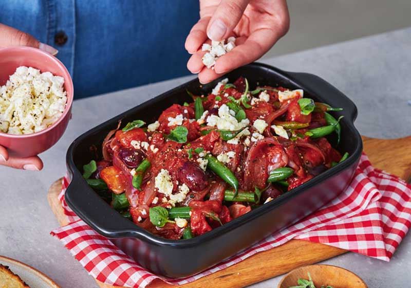 Greek-style Tomato and Feta Braised Green Beans