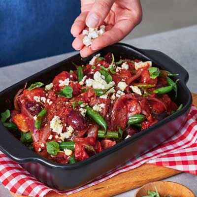 Greek-style Tomato and Feta Braised Green Beans