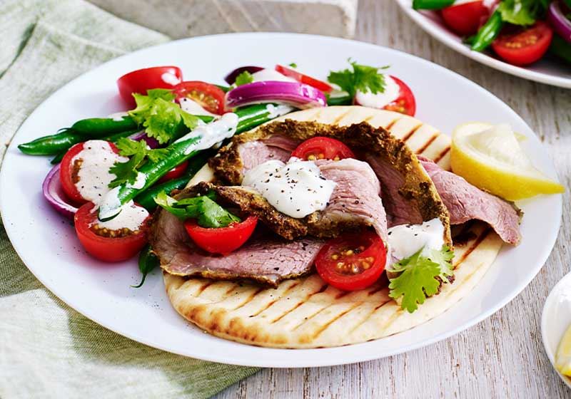 Indian-spiced Lamb with Green Bean and Yoghurt Salad