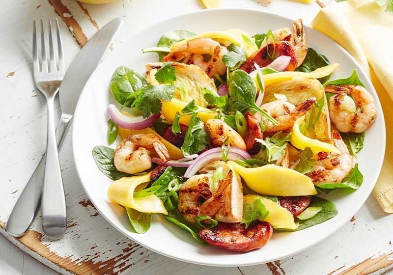 Prawn, Mango and Chorizo Salad