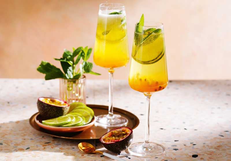 Passionfruit and Whisky Champagne Cocktail